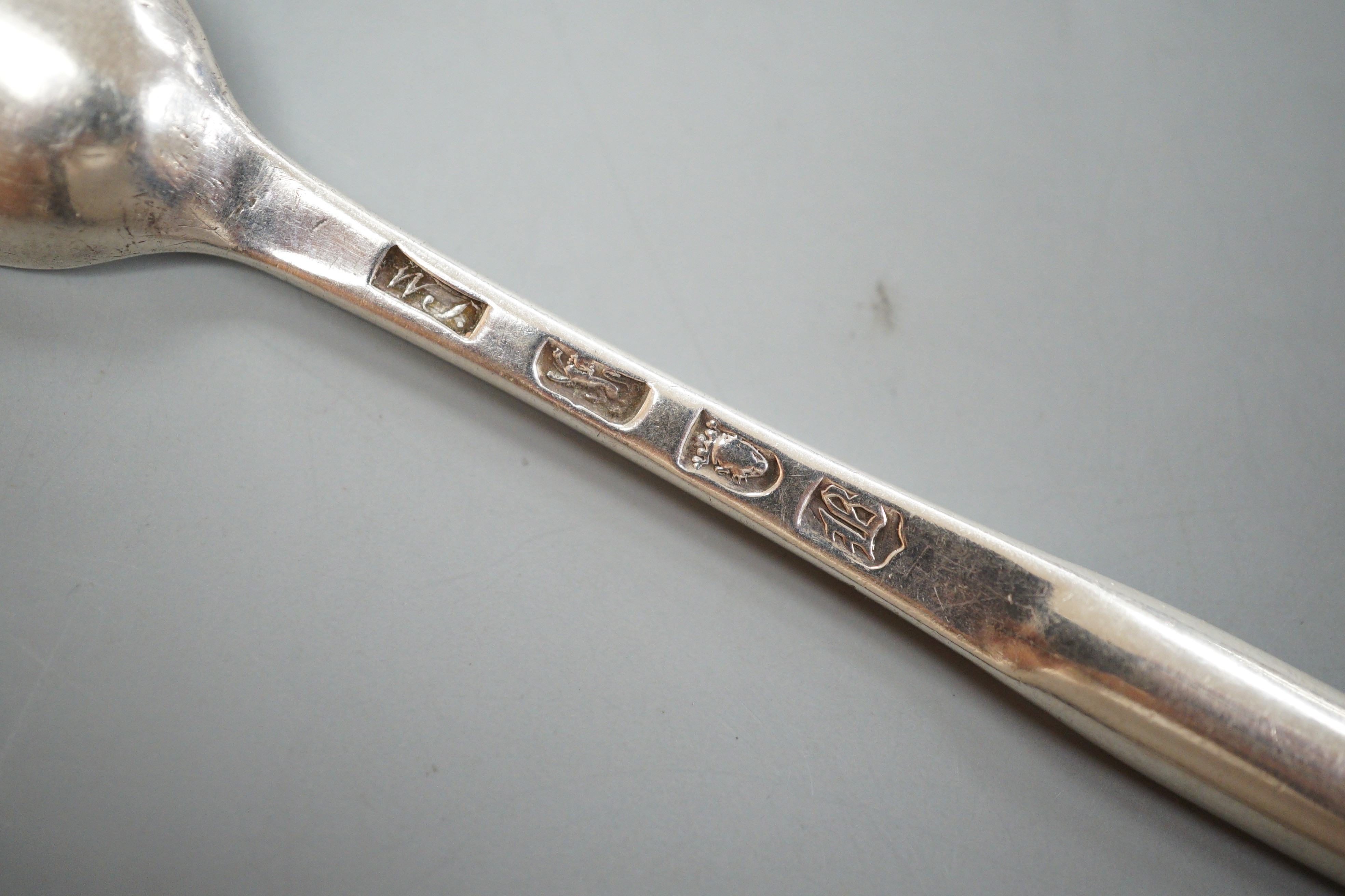 A George II silver marrow scoop, William Turner?, London, 1757, 22.5cm.
